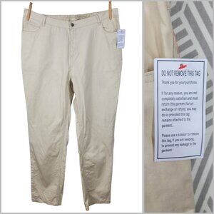 NEW Woman Within Khaki Pants Plus size 22W Tall 42" x 32.5" Straight Leg 22